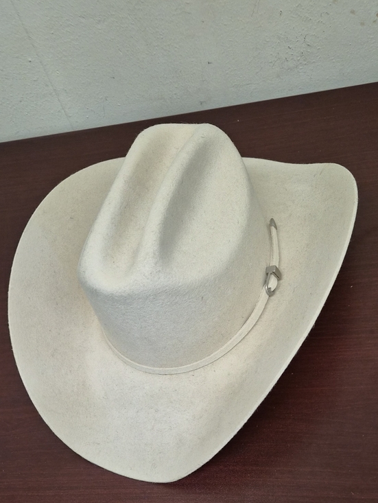 el mayor Other - Men's Cream Felt Western Cowboy Hat with Decorative Band US Size 6 7/8 MEX 55